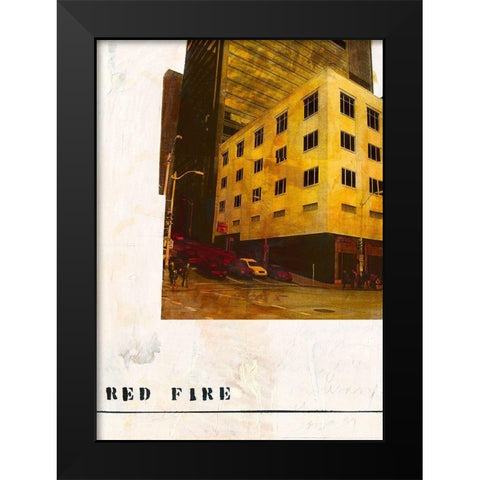 Red Fire Black Modern Wood Framed Art Print by Olukman, Ayline