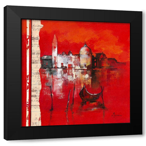 Venise Reflets Black Modern Wood Framed Art Print with Double Matting by Manero, Annie