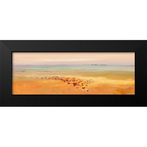 Poppy-Field Black Modern Wood Framed Art Print by Groenhart, Jan