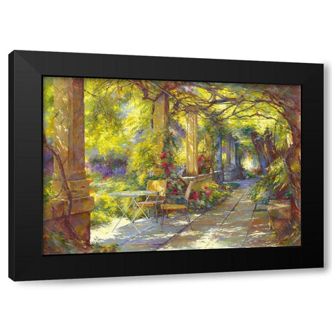 Promenade provencale Black Modern Wood Framed Art Print with Double Matting by Messely, Johan
