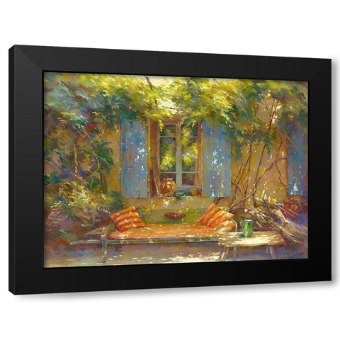 Sieste au sabot rouge Black Modern Wood Framed Art Print with Double Matting by Messely, Johan