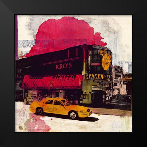 Pizzeria Marketplace Black Modern Wood Framed Art Print by Olukman, Ayline