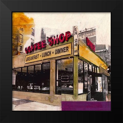 Coffee Shop Black Modern Wood Framed Art Print by Olukman, Ayline