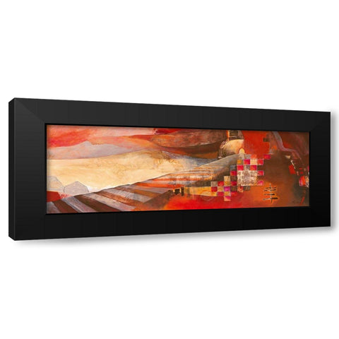Railway Landscape Black Modern Wood Framed Art Print by Holtkamp, Margreet