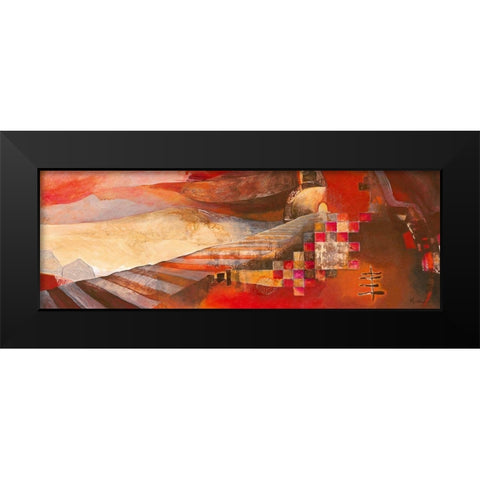 Railway Landscape Black Modern Wood Framed Art Print by Holtkamp, Margreet