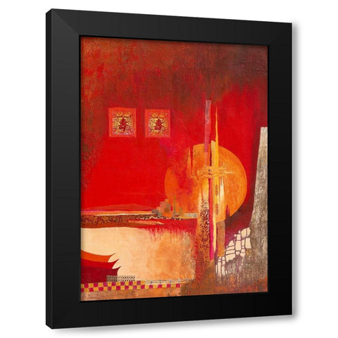 Chinese Landscape Black Modern Wood Framed Art Print by Holtkamp, Margreet