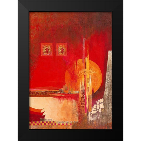 Chinese Landscape Black Modern Wood Framed Art Print by Holtkamp, Margreet