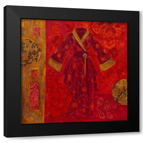 Precieux Kimono Black Modern Wood Framed Art Print by Pillault, Loetitia