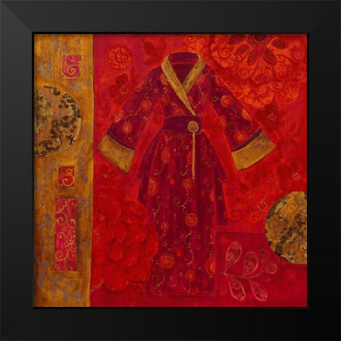 Precieux Kimono Black Modern Wood Framed Art Print by Pillault, Loetitia