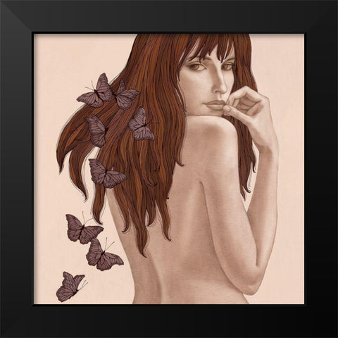 Papillons Black Modern Wood Framed Art Print by Gouskova, Olga
