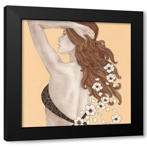 Message of Flowers Black Modern Wood Framed Art Print by Gouskova, Olga