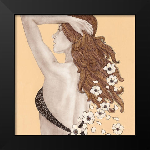 Message of Flowers Black Modern Wood Framed Art Print by Gouskova, Olga