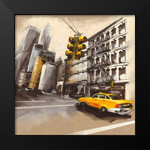 New York - Feu Rouge I Black Modern Wood Framed Art Print by Blondel, Sandrine