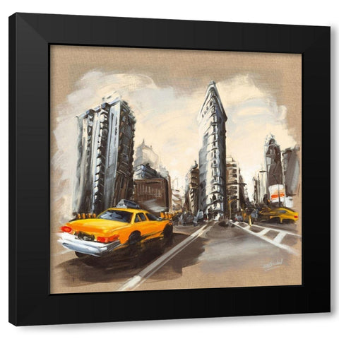 New York - Flatiron Building Black Modern Wood Framed Art Print by Blondel, Sandrine