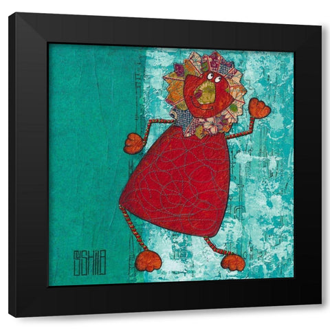Leo Black Modern Wood Framed Art Print with Double Matting by Dahan, Sushila