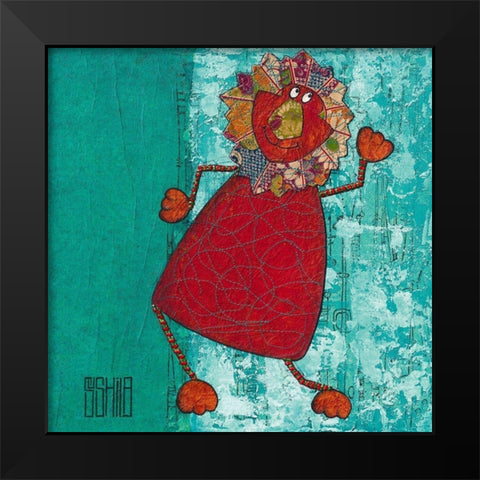 Leo Black Modern Wood Framed Art Print by Dahan, Sushila