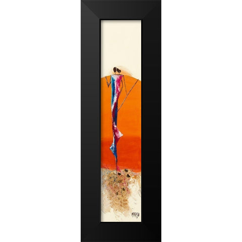 Duo Orange Black Modern Wood Framed Art Print by Marso
