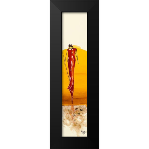 Duo Jaune Black Modern Wood Framed Art Print by Marso