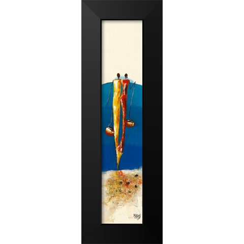 Duo Bleu Black Modern Wood Framed Art Print by Marso