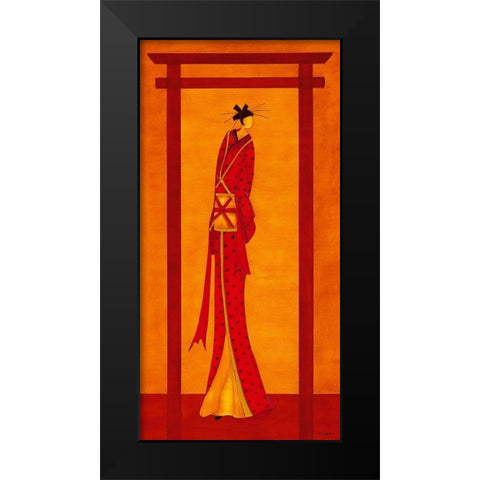 Geisha II Black Modern Wood Framed Art Print by Ona