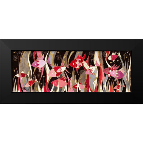 Poissons rouge et gris Black Modern Wood Framed Art Print by Wentzeis, Martine