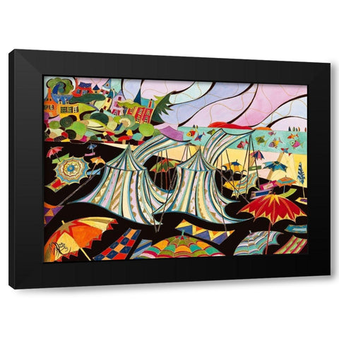 La plage de Dinard Black Modern Wood Framed Art Print with Double Matting by Wentzeis, Martine