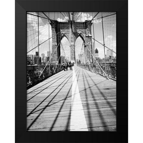 Brooklyn Bridge Tower and Cables #1 Black Modern Wood Framed Art Print by Butcher, Dave