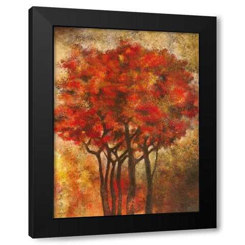Arbres Rouges Black Modern Wood Framed Art Print by Gack, Jean-Pierre