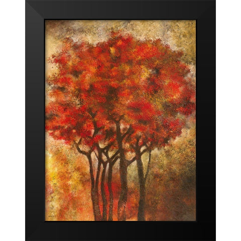 Arbres Rouges Black Modern Wood Framed Art Print by Gack, Jean-Pierre