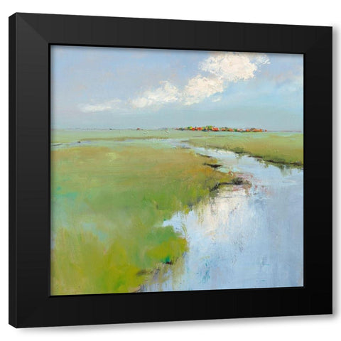 Water and Land Black Modern Wood Framed Art Print with Double Matting by Groenhart, Jan