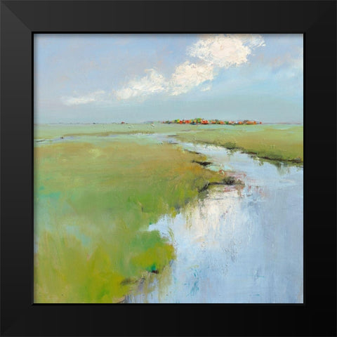 Water and Land Black Modern Wood Framed Art Print by Groenhart, Jan