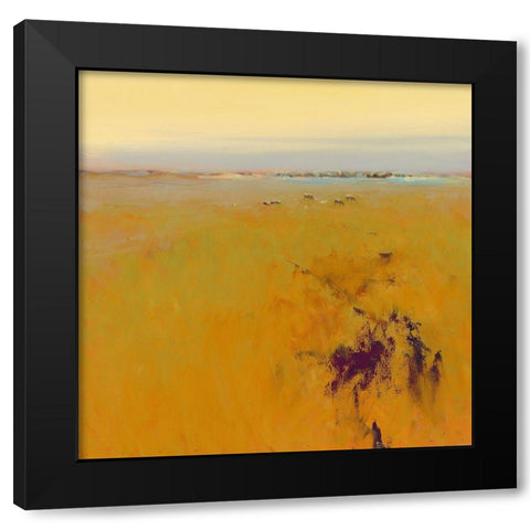 Meadow in warm Colors Black Modern Wood Framed Art Print with Double Matting by Groenhart, Jan