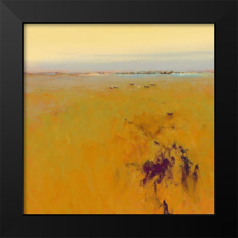 Meadow in warm Colors Black Modern Wood Framed Art Print by Groenhart, Jan