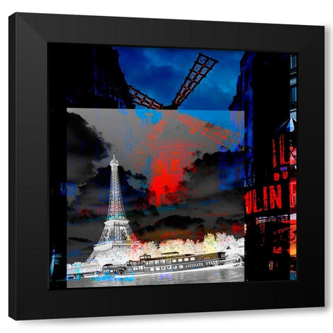 Paris Moulin Rouge Black Modern Wood Framed Art Print by Mereditt.f
