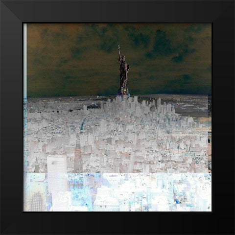 New York by Night II Black Modern Wood Framed Art Print by Mereditt.f