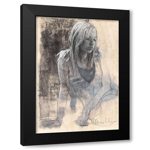 Caroline Black Modern Wood Framed Art Print with Double Matting by Longo, Massimiliano