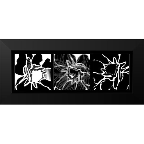 Web flower Black Modern Wood Framed Art Print by Talva Design