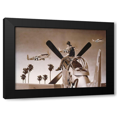 Air Training Black Modern Wood Framed Art Print with Double Matting by Tempier, Guy