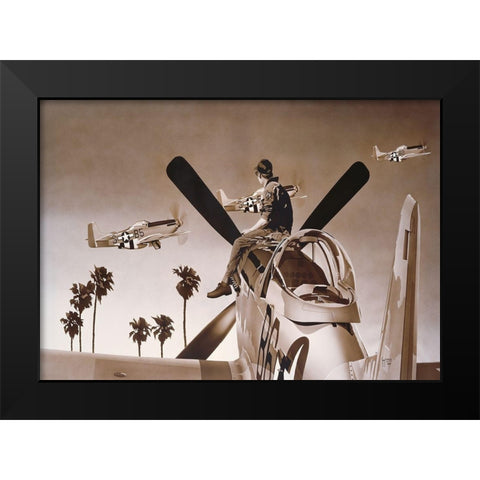 Air Training Black Modern Wood Framed Art Print by Tempier, Guy