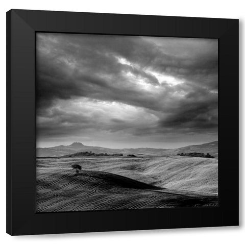 Pienza Black Modern Wood Framed Art Print with Double Matting by Duczynski, Maciej