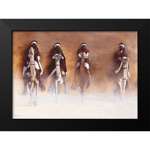Les Cavaliers de l Aube Black Modern Wood Framed Art Print by Cazal, Cedric