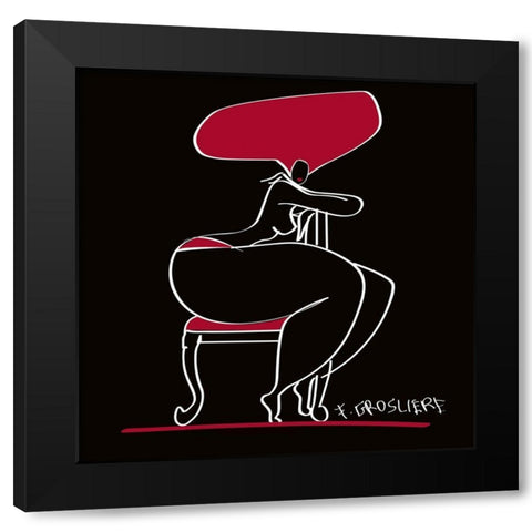 a Califourchon! Black Modern Wood Framed Art Print with Double Matting by F. Grosliere