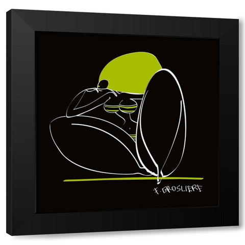 Face a la mer Black Modern Wood Framed Art Print by F. Grosliere