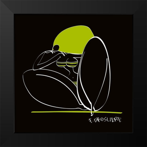 Face a la mer Black Modern Wood Framed Art Print by F. Grosliere