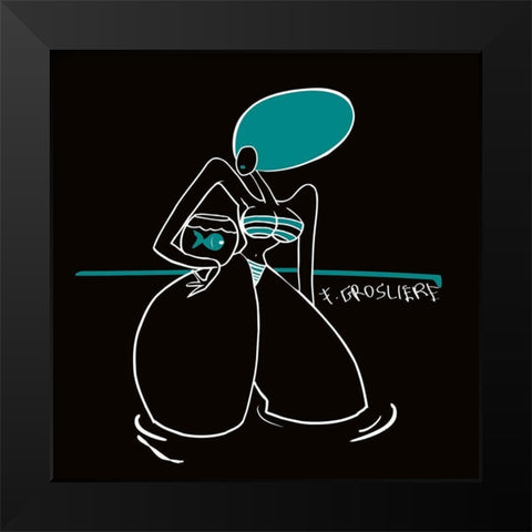 Bain a deux Black Modern Wood Framed Art Print by F. Grosliere