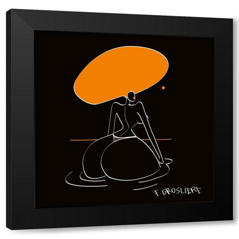 Bain de Minuit Black Modern Wood Framed Art Print with Double Matting by F. Grosliere