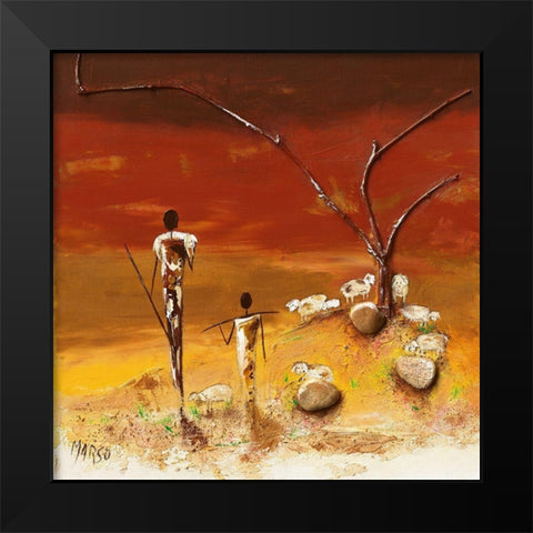 Les bergers Black Modern Wood Framed Art Print by Marso