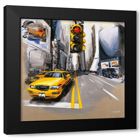 New York - Feu Rouge II Black Modern Wood Framed Art Print by Blondel, Sandrine