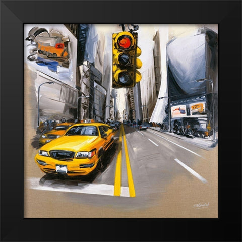 New York - Feu Rouge II Black Modern Wood Framed Art Print by Blondel, Sandrine