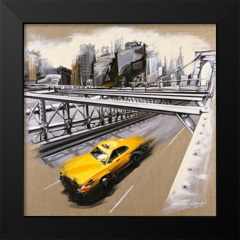 New York - Brooklyn Bridge Black Modern Wood Framed Art Print by Blondel, Sandrine